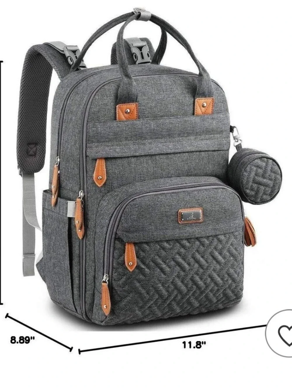 BabbleRoo Original Diaper Bag Backpack Style26L Hands Free.
